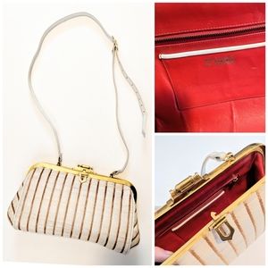 ROBERTA DI CAMERINO Italian Woven Leather Crossbody Bag Brass Venice Designer